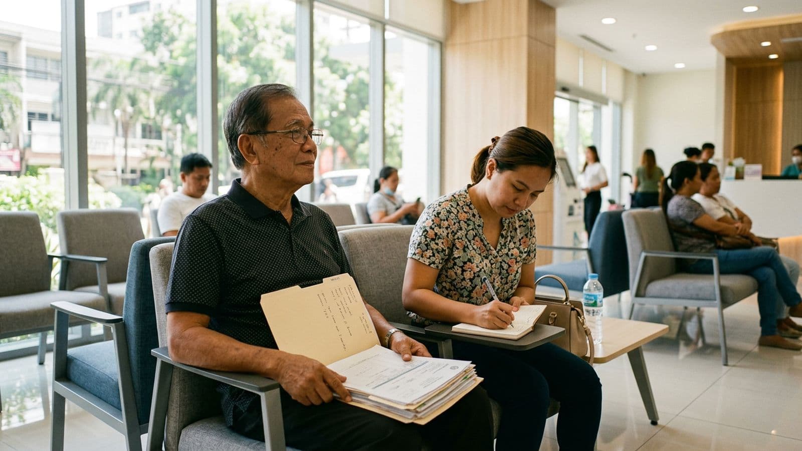 Who can accompany your parent to a checkup when you are overseas?